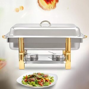 Single Pan Buffet Server, Chafing Dish Buffet Set, Portable Stainless Steel Food Warmer, Chafing Dish Set Perfect for Catering, Parties, Events and Holiday