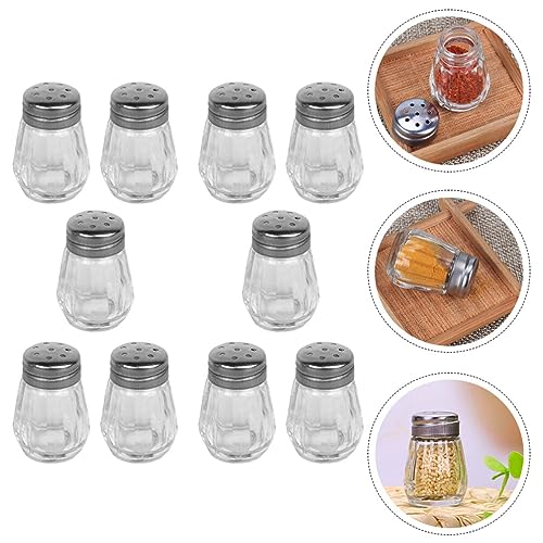 BESTonZON 10Pcs Salt Shaker or Pepper Shaker with Pour Holes Stainless Steel Dispenser for Pink Himalayan, Table Salt BBQ Seasoning Containers