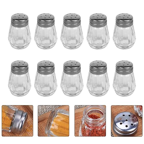 BESTonZON 10Pcs Salt Shaker or Pepper Shaker with Pour Holes Stainless Steel Dispenser for Pink Himalayan, Table Salt BBQ Seasoning Containers