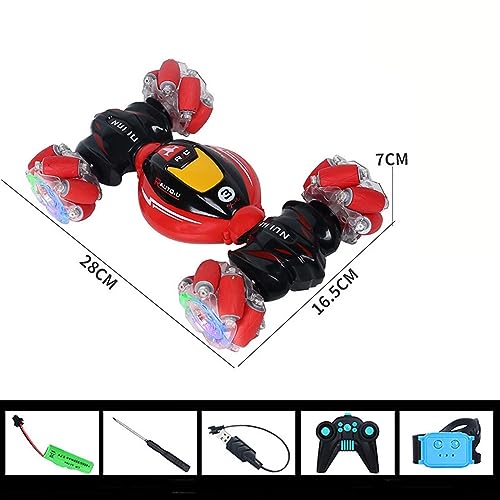 GHTMONY Red Gesture RC Stunt Cars Remote Control Gesture Car Toys for Boys Ages 8-13, Off Road Vehicle Cars with Cool Light and Music, Best Birthday Christmas Hallowen Gifts for Kids