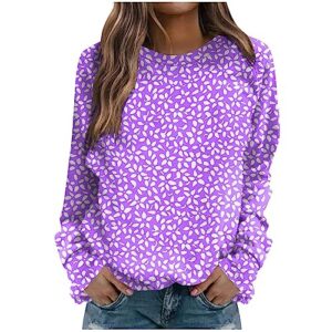 Generic Long Sleeve Tee Shirts for Women Long Sleeve Workout Tops for Women Long Sleeve Shirt for Women O-Neck Shirts Casual T Shirts Lightweight Blouses Loose Long Sleeve Pullover Printed Tops