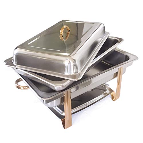 9 QT Chafing Dish Buffet Set Catering Warmers Rectangle Food Server Chafing Tray Catering Warmer Supplies Set with Food & Water Pan, Lid for Kitchen Party Dinner Banquet