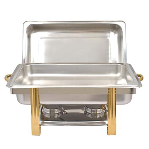 9 QT Chafing Dish Buffet Set Catering Warmers Rectangle Food Server Chafing Tray Catering Warmer Supplies Set with Food & Water Pan, Lid for Kitchen Party Dinner Banquet