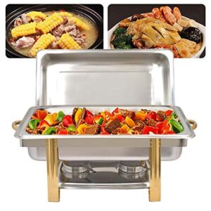 9 QT Chafing Dish Buffet Set Catering Warmers Rectangle Food Server Chafing Tray Catering Warmer Supplies Set with Food & Water Pan, Lid for Kitchen Party Dinner Banquet