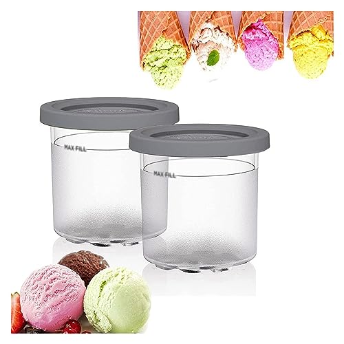 EVANEM 2/4/6PCS Creami Pint Containers, for Ninja Ice Cream Maker Pints,16 OZ Pint Frozen Dessert Containers Bpa-Free,Dishwasher Safe for NC301 NC300 NC299AM Series Ice Cream Maker,Gray-4PCS