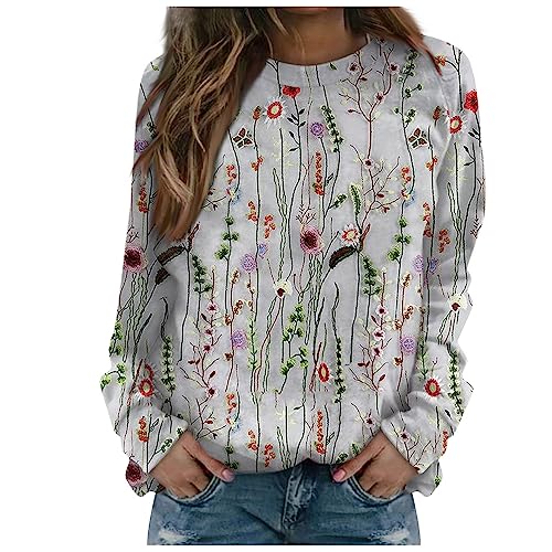 Generic Long Sleeve Shirt for Women Long Sleeve Tops for Women Pullover Sweaters for Women Long Sleeve Round Neck Long Sleeve Pullover Loose Blouses Casual Tops Lightweight Shirts Printed T Shirts