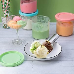 EVANEM 2/4/6PCS Creami Deluxe Pints, for Ninja Ice Cream Maker Pints,16 OZ Creami Pint Containers Bpa-Free,Dishwasher Safe for NC301 NC300 NC299AM Series Ice Cream Maker,Gray+Green-2PCS