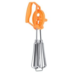 rotary egg beater, hand crank handheld mixer stainless steel, portable mixer with plastic handle small hand mixer manual hand mixer for kitchen cooking(orange)