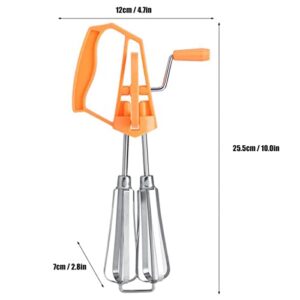 Rotary Egg Beater, Hand Crank Handheld Mixer Stainless Steel, Portable Mixer with Plastic Handle Small Hand Mixer Manual Hand Mixer for Kitchen Cooking(Orange)