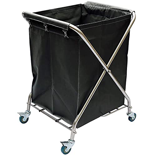 LAJUU Carts,Hospital Trolley, Supplies Rack,Cart Tool Folding Linen Cart with Brake Wheel, Folding Laundry Sorter Cart, Hotel Collection Rolling Trolley, Room Service Cart