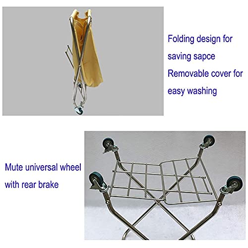 LAJUU Carts,Hospital Trolley, Supplies Rack,Cart Tool Folding Linen Cart with Brake Wheel, Folding Laundry Sorter Cart, Hotel Collection Rolling Trolley, Room Service Cart