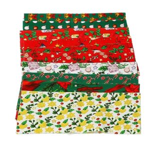 10 pieces christmas fabric bundles sewing quilting craft multi color cotton squares patchwork christmas bells tree element printing fabric for diy dress apron party supplies
