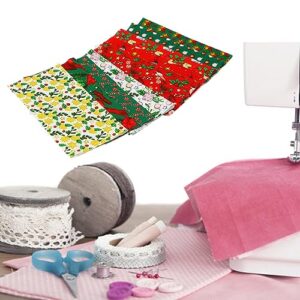 10 Pieces Christmas Fabric Bundles Sewing Quilting Craft Multi Color Cotton Squares Patchwork Christmas Bells Tree Element Printing Fabric for DIY Dress Apron Party Supplies