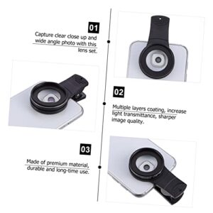 Hemobllo 2pcs on K Kit Pouch Smart Lens Clip Carry Angle Portable Cell for Mobile Wide Mm High Fish Attachment Compatible with Most Smartphones Lenses Black Len Macro Phone Eye Camera