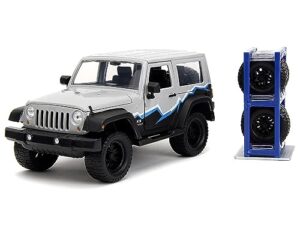 2007 wrangler gray and black with blue and white stripes with extra wheels just trucks series 1/24 diecast model car by jada 34194