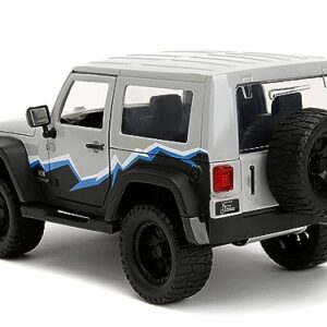 2007 Wrangler Gray and Black with Blue and White Stripes with Extra Wheels Just Trucks Series 1/24 Diecast Model Car by Jada 34194