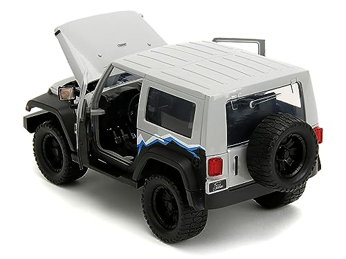 2007 Wrangler Gray and Black with Blue and White Stripes with Extra Wheels Just Trucks Series 1/24 Diecast Model Car by Jada 34194