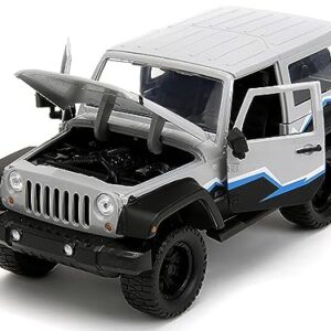 2007 Wrangler Gray and Black with Blue and White Stripes with Extra Wheels Just Trucks Series 1/24 Diecast Model Car by Jada 34194