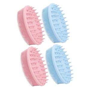 fomiyes 4 pcs handle women dual-sided scrubbing double-sided pet shower silicone massager washer looafh double shampoo side head bath brush cleaning body double- men
