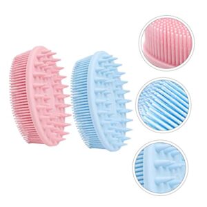 FOMIYES 4 pcs Handle Women Dual-Sided Scrubbing Double-Sided Pet Shower Silicone Massager Washer Looafh Double Shampoo Side Head Bath Brush Cleaning Body Double- Men