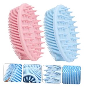 FOMIYES 4 pcs Handle Women Dual-Sided Scrubbing Double-Sided Pet Shower Silicone Massager Washer Looafh Double Shampoo Side Head Bath Brush Cleaning Body Double- Men