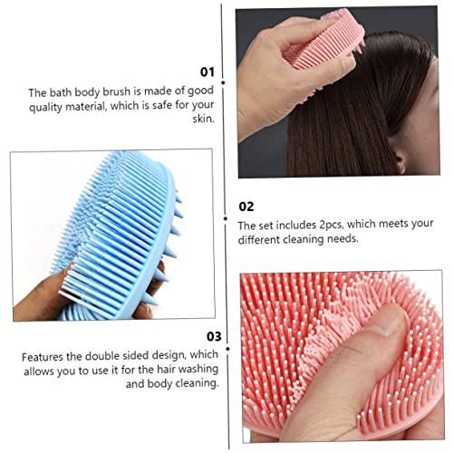 FOMIYES 4 pcs Handle Women Dual-Sided Scrubbing Double-Sided Pet Shower Silicone Massager Washer Looafh Double Shampoo Side Head Bath Brush Cleaning Body Double- Men