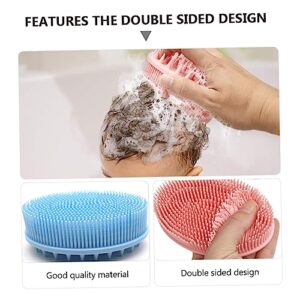 FOMIYES 4 pcs Handle Women Dual-Sided Scrubbing Double-Sided Pet Shower Silicone Massager Washer Looafh Double Shampoo Side Head Bath Brush Cleaning Body Double- Men