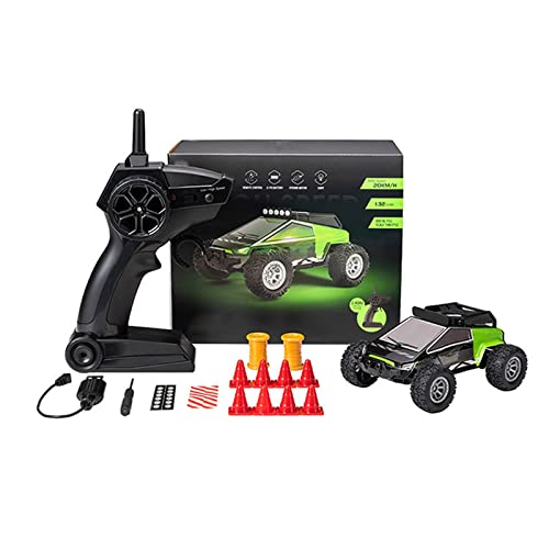 Mini RC Car Off Road Truck 1:32 Scale Toy Car Rechargeable Remote Control Car High Speed 2WD Electric Vehicle With 2.4 Radio Controller Translucent Body Lighting Gift Boys Remote Cars (A, One Size)