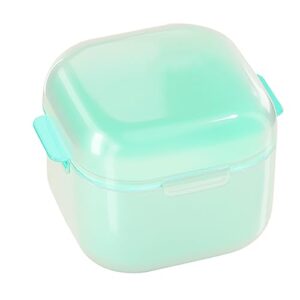 ofidus denture bath case, denture cups for soaking dentures, retainer cleaning case with strainer basket, portable false teeth container, soak container for retainer, braces, mouthguard (green)