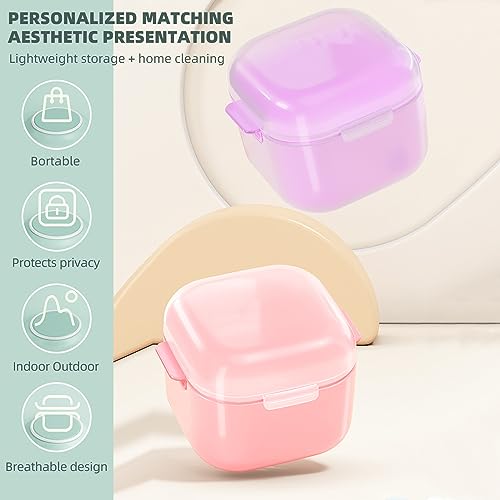 OFIDUS Denture Bath Case, Denture Cups for Soaking Dentures, Retainer Cleaning Case with Strainer Basket, Portable False Teeth Container, Soak Container for Retainer, Braces, Mouthguard (Green)