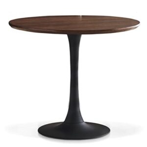 modern round dining table ，ash wood table ，top carbon steel metal base pedestal table ，tulip table kitchen table end table leisure coffee table
