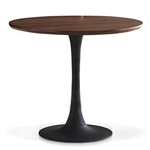 Modern Round Dining Table ，Ash Wood Table ，Top Carbon Steel Metal Base Pedestal Table ，Tulip Table Kitchen Table End Table Leisure Coffee Table