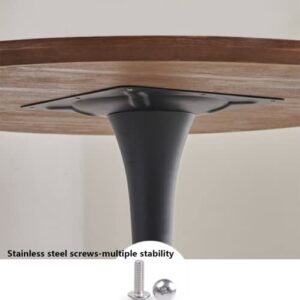 Modern Round Dining Table ，Ash Wood Table ，Top Carbon Steel Metal Base Pedestal Table ，Tulip Table Kitchen Table End Table Leisure Coffee Table