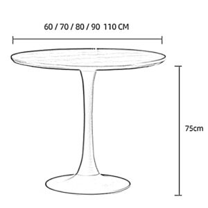 Modern Round Dining Table ，Ash Wood Table ，Top Carbon Steel Metal Base Pedestal Table ，Tulip Table Kitchen Table End Table Leisure Coffee Table