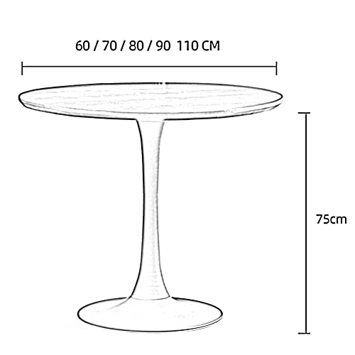 Modern Round Dining Table ，Ash Wood Table ，Top Carbon Steel Metal Base Pedestal Table ，Tulip Table Kitchen Table End Table Leisure Coffee Table