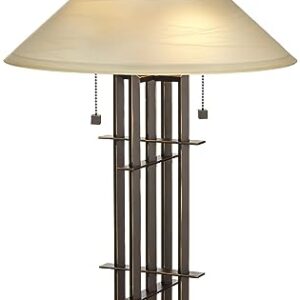 DIRKES Table Lamp 23 1/2" High Bronze Cone Alabaster Art Glass Shade for Bedroom Living Room Bedside Nightstand