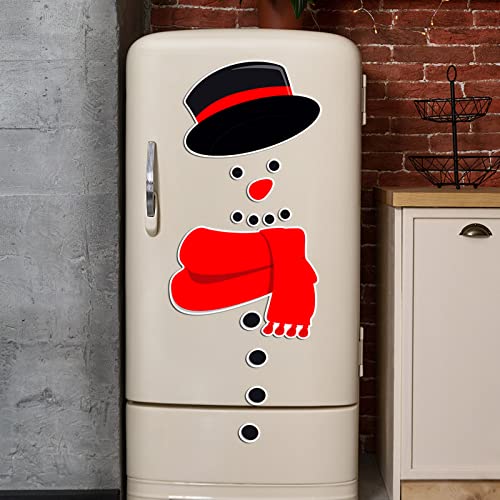 Christmas Cartoon Snowman Gift Decorative Ornament for Home Office Microwave Whiteboard Decor Accessory Magnetic Refrigerator Sticker