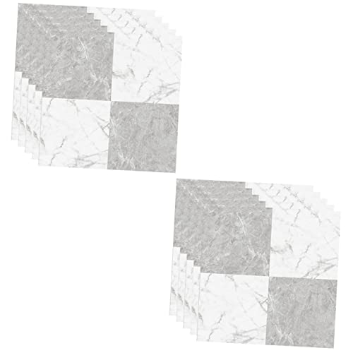 Uonlytech 10 Sheets Adhesive Tiles Style Staircase Marbling Magnetic Bathroom White Peel Marble DIY Backsplash Grey and Stickers for Decor Stick Tile Decals Countertop Self Decorative PVC