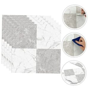 Uonlytech 10 Sheets Adhesive Tiles Style Staircase Marbling Magnetic Bathroom White Peel Marble DIY Backsplash Grey and Stickers for Decor Stick Tile Decals Countertop Self Decorative PVC