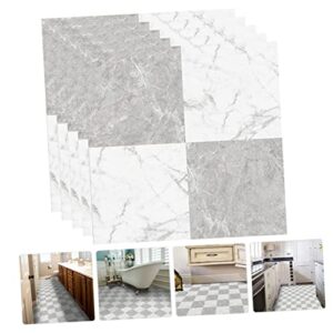 Uonlytech 10 Sheets Adhesive Tiles Style Staircase Marbling Magnetic Bathroom White Peel Marble DIY Backsplash Grey and Stickers for Decor Stick Tile Decals Countertop Self Decorative PVC