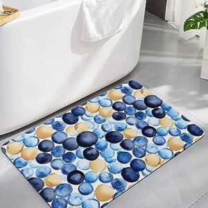 Gogobebe Super Absorbent Diatom Mud Mat Blue Brown Watercolor Macaron Texture Quick-Drying Thin Bath Mat Non-Slip Bathtub Mat Anti-Skid Rubber Bathroom Shower Mat 16x24in