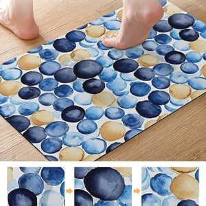 Gogobebe Super Absorbent Diatom Mud Mat Blue Brown Watercolor Macaron Texture Quick-Drying Thin Bath Mat Non-Slip Bathtub Mat Anti-Skid Rubber Bathroom Shower Mat 16x24in