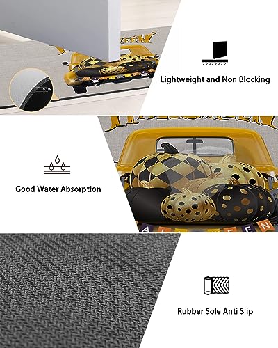 Super Absorbent Diatom Mud Mat Halloween Gold Polka Dot Pumpkin Truck Retro Quick-Drying Thin Bath Mat Non-Slip Bathtub Mat Anti-Skid Rubber Bathroom Shower Mat 16x24in