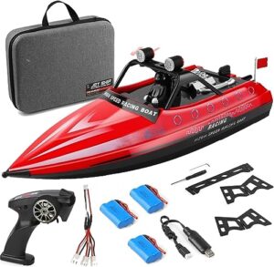 auto care wltoys wl917 rc boat for pools and lakes 2.4g high speed racing boat 370 carbon brush motor 16 km/h model electric radio remote control jet boat gifts(red)