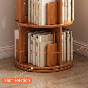 VERAMY 6 Tier Tall Book Shelf Rotating Bookshelf Floor Standing Bookcase Storage Rack Large Capacity Bookshelf Utility Organizer Shelves for Bedroom Living Room Study Room (Color : Brown)