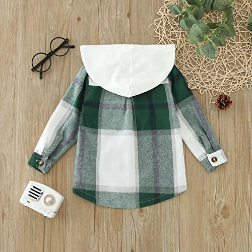 Toddler Baby Boys Girls Plaid Jacket Hoodie Button Coat Long Sleeve Shirt Tops Outerwear Fall Clothes for Autumn 6M-13T