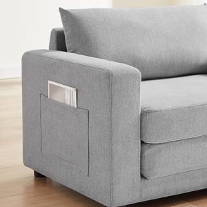 Convertible Sleeper Sofa Chair Bed, Comfy Floor Folding Sofa Bed, Armchair Pull Out Sleeper Couch Bed with Pocket and 2 USB Ports for Living Room, Bedroom, Small Places (Light Gray)