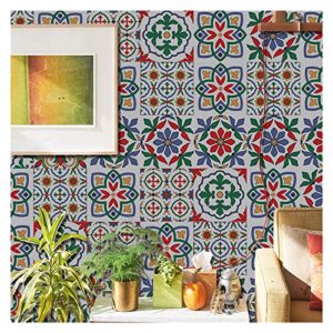 Tile Stickers Country Style Green Stick On Tiles Bathroom PVC Self Adhesive Wall Tiles Kitchen Stick On Wall Tiles Waterproof Peel and Stick Floor Tiles Self Adhesive Tiles for Walls