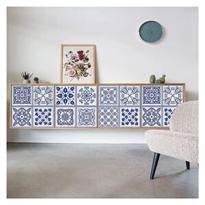 Tile Stickers Simple Blue White Stick on Tiles Bathroom PVC Self Adhesive Wall Tiles Kitchen Stick on Wall Tiles Waterproof Peel and Stick Floor Tiles Self Adhesive Tiles for Walls (Size : 15x15x10pc