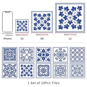 Tile Stickers Simple Blue White Stick on Tiles Bathroom PVC Self Adhesive Wall Tiles Kitchen Stick on Wall Tiles Waterproof Peel and Stick Floor Tiles Self Adhesive Tiles for Walls (Size : 15x15x10pc